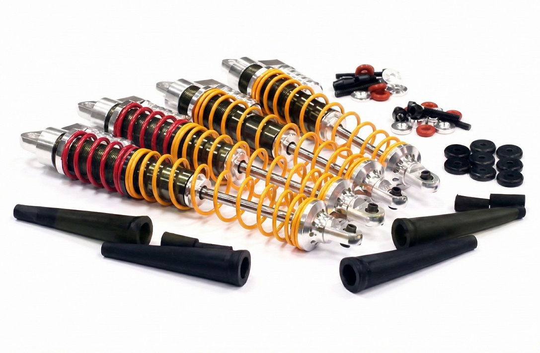 BAJ083SILVER Billet Machined Type II Shock Set (4) for HPI Baja 5B, 5T & 5B2.0 (L=190, 210mm) - Image 1