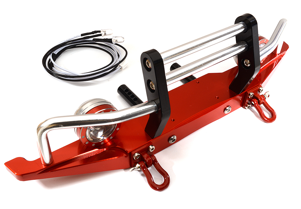 Machined Alloy Front Bumper w/ LED (2) for Axial SCX-10, Dingo & Honcho AX80044