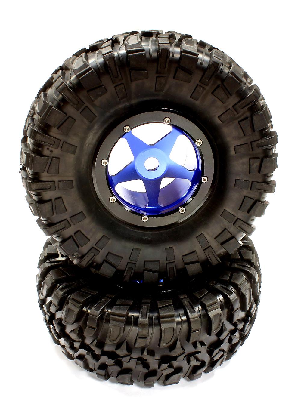 5 Beadlock Wheel & Tire (2) for Axial Wraith 2.2 w/ 12mm Hex AX8137 AX12015