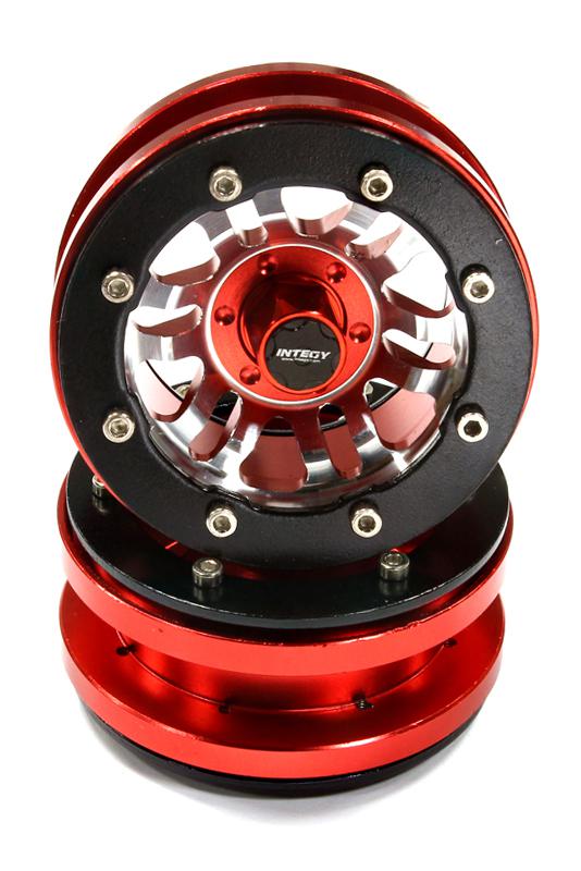 C25505RED Billet Machined 6 Spoke Type 6D Off-Road 1.9 Size Wheel Set(2) for Scale Crawler - Image 1