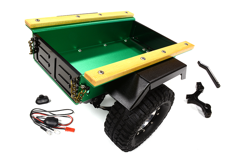 C25800GREEN Realistic Leaf Spring 1/10 Size Utility Box Trailer for Scale Crawler Truck - Image 1