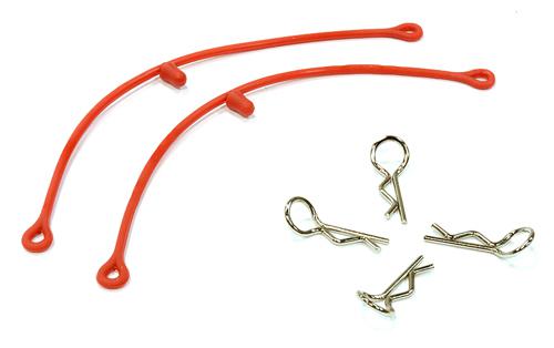 C25815RED Secured Body Clip (4) with 85mm Connecting Link for 1/10 Scale - Image 1