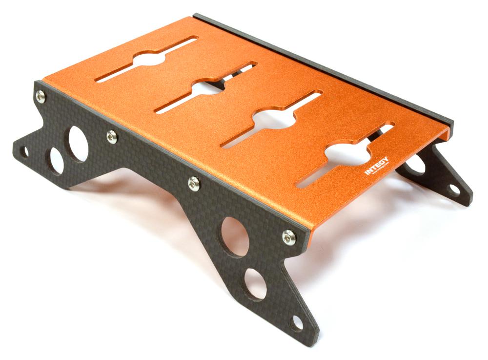 C25817ORANGE Carbon 40mm Side Plate Car Stand w/ Shock Stand for 1/10 Scale - Image 1