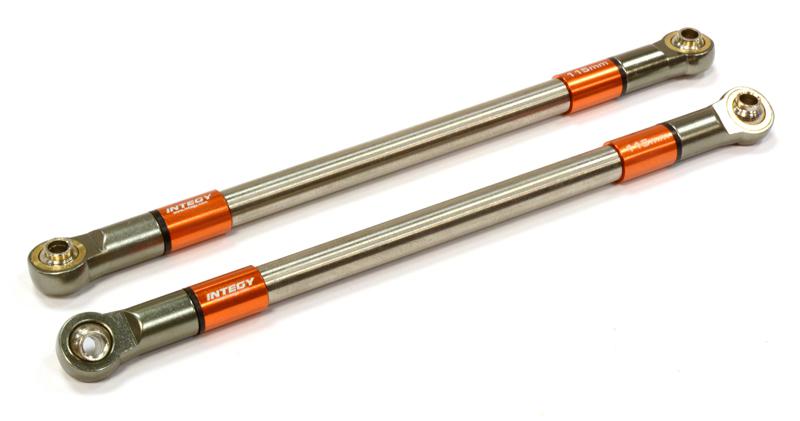 C25819ORANGE Machined 115mm Titanium Suspension Links (2) for Axial SCX-10 & Other Crawlers - Image 1