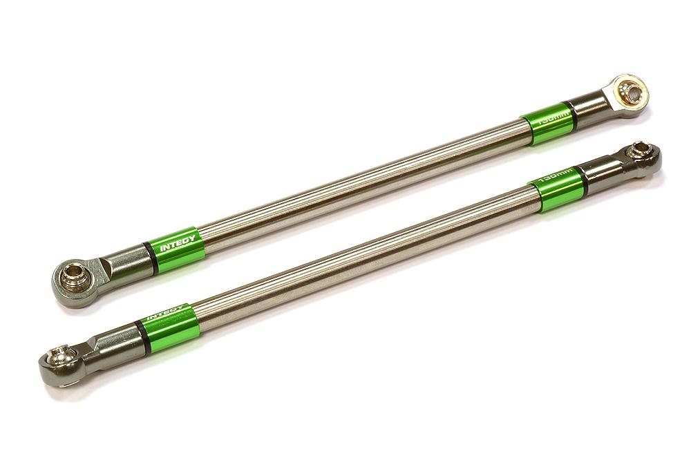 C25820GREEN Machined 130mm Titanium Suspension Links (2) for Axial SCX-10 & Other Crawlers - Image 1