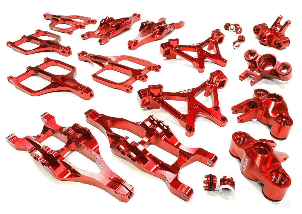 C25958RED Billet Machined Suspension Set for Traxxas 1/10 T-Maxx/E-Maxx 3903/5/8, 4907/8 - Image 1