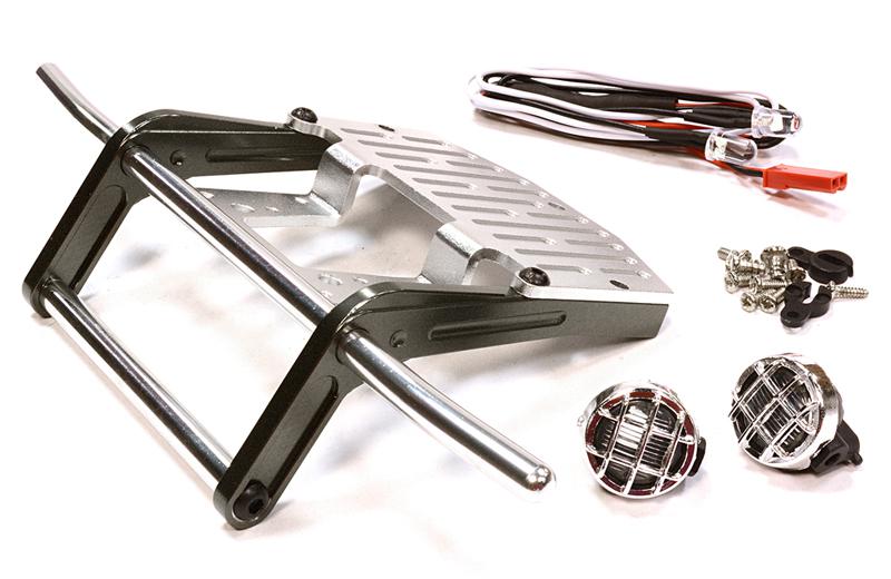 C25990GUN Billet Machined Front Bumper w/ LED Light for Tamiya Scale Off-Road CC01 - Image 1