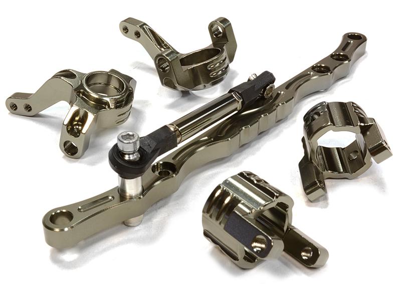 C26029GUN Billet Machined Steering Knuckle, Caster Block & Linkage Set for Axial SCX-10 - Image 1