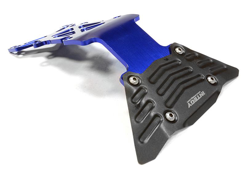 C26069BLUE Billet Machined Rear Skid Plate for Traxxas 1/10 Scale E-Maxx Brushless - Blue - Image 1