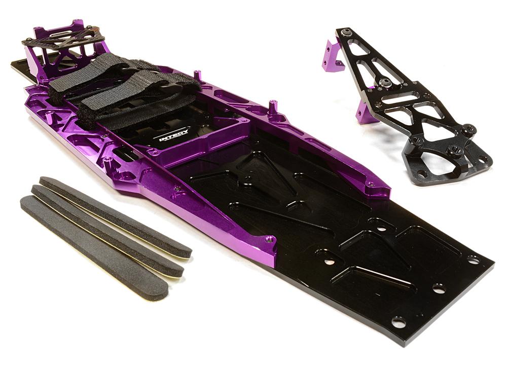 C26146PURPLE Billet Machined Complete LCG Chassis Conversion Kit for Traxxas 1/10 Slash 2WD - Image 1