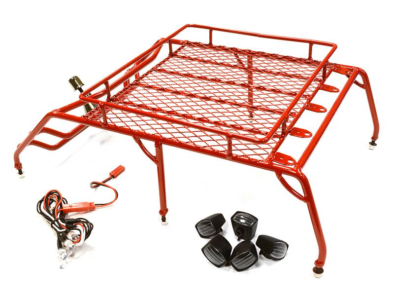 C26167RED Realistic 1/10 Scale Metal Luggage Tray 267x169mm with 5 LED Spot Light Set - Image 1
