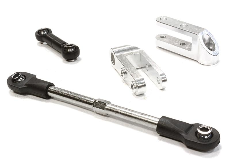 C26195SILVER Machined Servo Horn & Linkage Set for E-Maxx Brushless & E-Maxx 3903 2537 3968 - Image 1