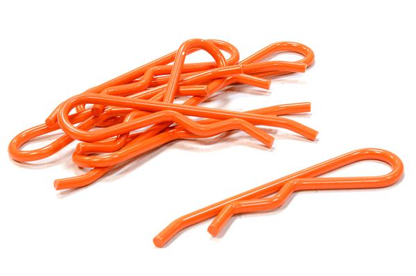 C26257ORANGE Florescent Color Bent-Up Body Clips (8) for 1/5 & 1/4 Size Vehicles(LxW=46x11mm) - Image 1