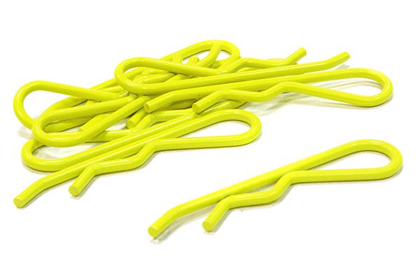 C26257YELLOW Florescent Color Bent-Up Body Clips (8) for 1/5 & 1/4 Size Vehicles(LxW=46x11mm) - Image 1