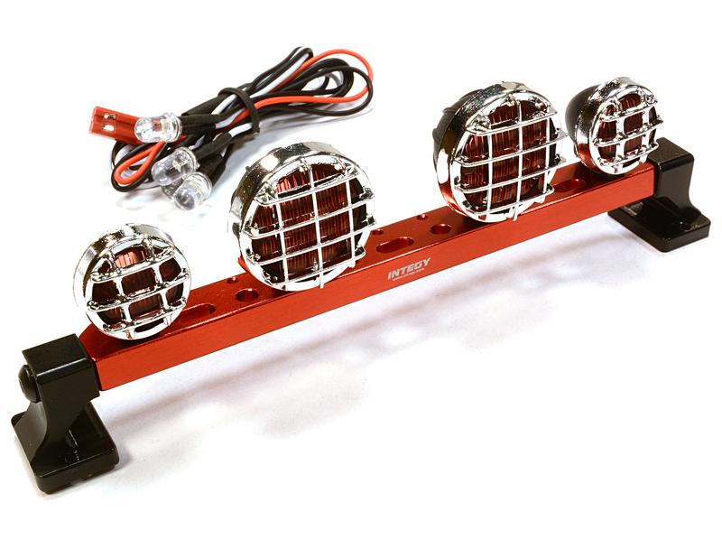 C26283RED Billet Machined T6 Realistic Roof Top Red Color Spot Light (4) w/ LED - Image 1