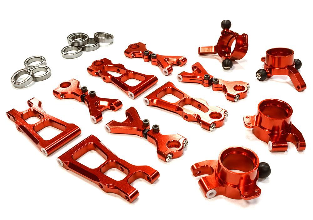 C26306RED Billet Machined Suspension Kit for HPI 1/10 Scale E10 On-Road - Image 1