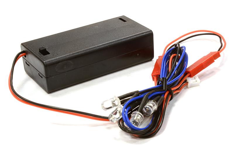 C26349BLUE Plastic Battery Box w/ 4pcs 5mm Size LED Light - Image 1