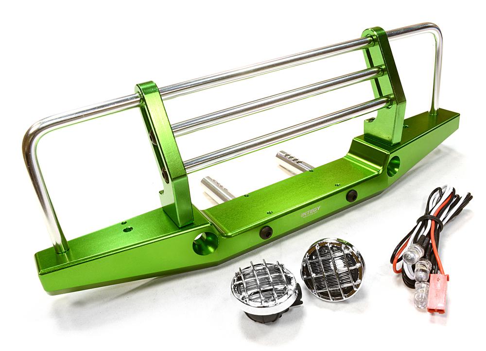 C26375GREEN Realistic Metal Front Bumper with LED for Axial SCX-10 43mm Mount - Image 1