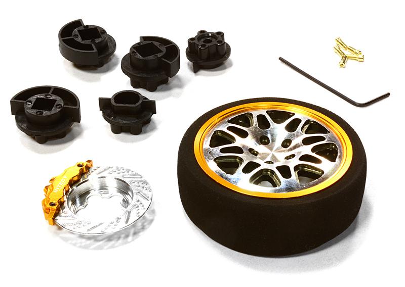 C26403GUNGOLD Dual 8 Spoke Steering Wheel Set for Most HPI, Futaba, Airtronics, Hitec & KO - Image 1