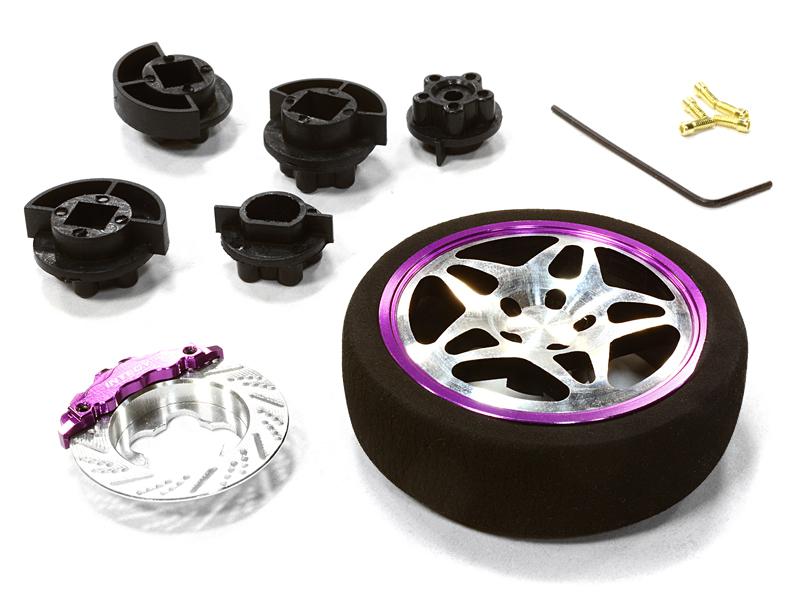 C26406BLACKPURPLE Dual 5 Spoke Steering Wheel Set for Most HPI, Futaba, Airtronics, Hitec & KO - Image 1