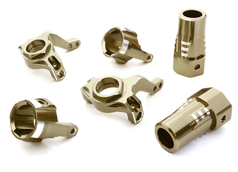 C26557GUN Billet Machined Steering, Caster Block & Rear Lockout Set for Axial SCX-10 - Image 1