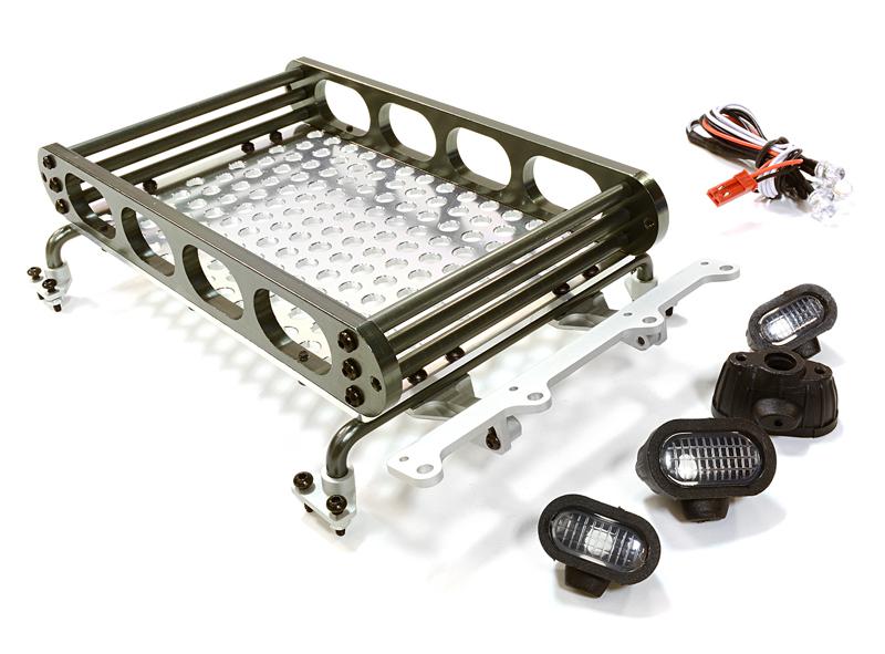 C26609GUN Realistic 1/10 Scale Alloy Luggage Tray 155x109x36mm with 4 LED Spot Light Set - Image 1