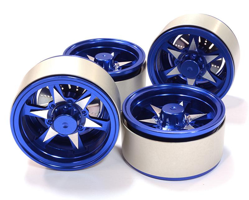 C26614BLUE 1.9 Size Billet Machined Alloy 6V Spoke Wheel(4)High Mass Type for Scale Crawler - Image 1