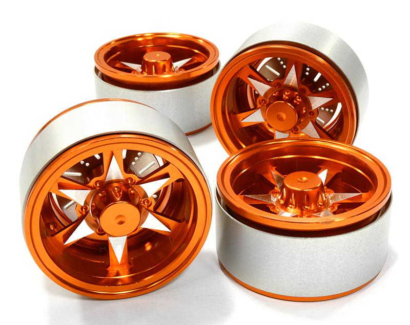 C26614ORANGE 1.9 Size Billet Machined Alloy 6V Spoke Wheel(4)High Mass Type for Scale Crawler - Image 1