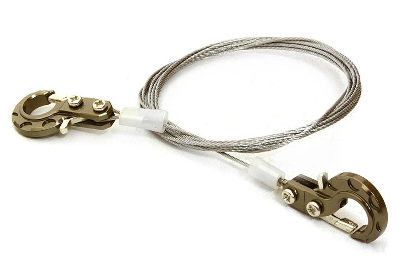 C26633GUN Realistic 1/10 Scale Steel Tow Cable & Tow Hooks for Off-Road Crawler - Image 1