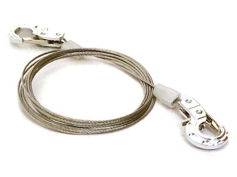 C26633SILVER Realistic 1/10 Scale Steel Tow Cable & Tow Hooks for Off-Road Crawler - Image 1