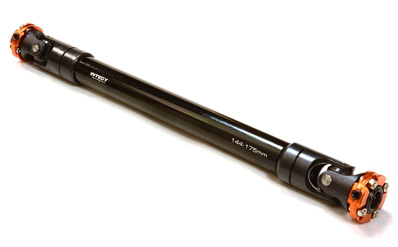 C26657ORANGE CNC Machined Universal Drive Shaft 144-175mm for Custom 1/14 Semi-Tractor Truck - Image 1