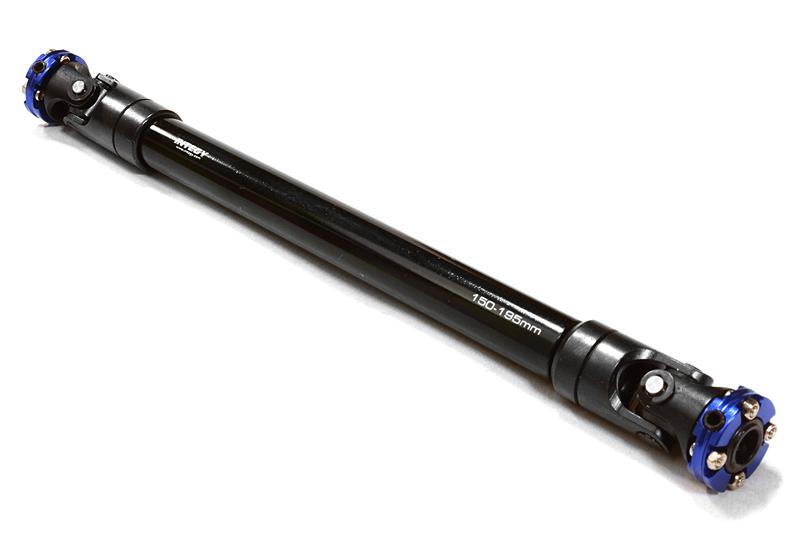 C26658BLUE CNC Machined Universal Drive Shaft 150-195mm for Custom 1/14 Semi-Tractor Truck - Image 1