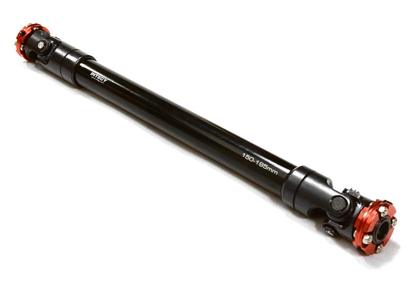 C26658RED CNC Machined Universal Drive Shaft 150-195mm for Custom 1/14 Semi-Tractor Truck - Image 1