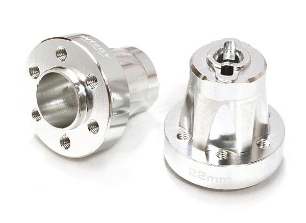 C26663SILVER Alloy Drive Pin-to-6 Bolt Type Wheel Hub 22mm Thick for 1/10 Axial Crawler - Image 1