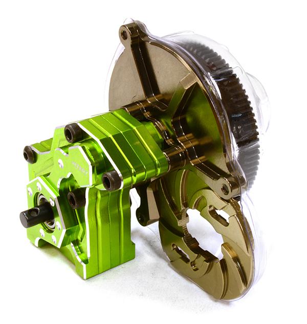 C26699GREEN Billet Machined Main Gearbox w/ Metal Gears for Axial SCX-10 Honcho, Jeep, Dingo - Image 1