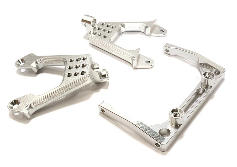 C26709SILVER Billet Machined Front Shock Mount & Cross Brace for SCX-10 Dingo, Jeep & Honcho - Image 1