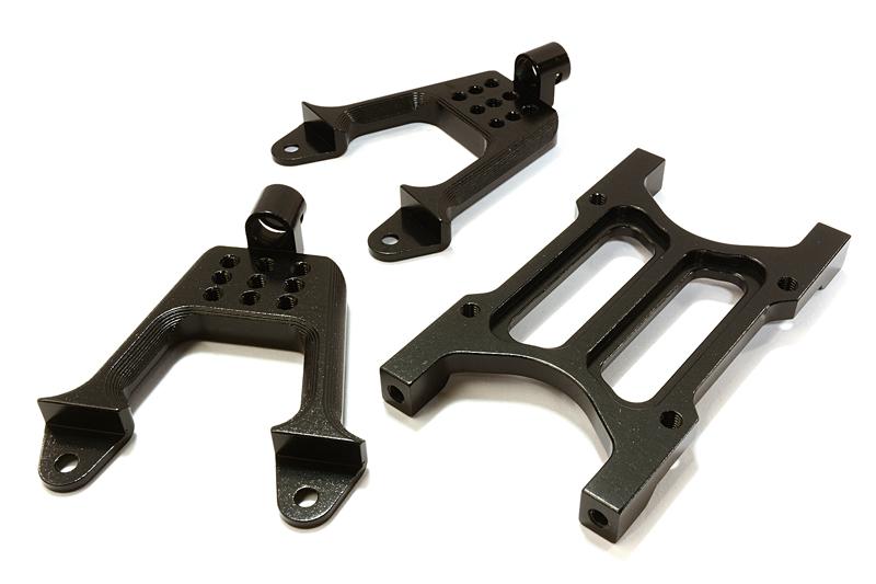 C26710BLACK Billet Machined Rear Shock Mount & Cross Brace for SCX-10 Dingo, Jeep & Honcho - Image 1