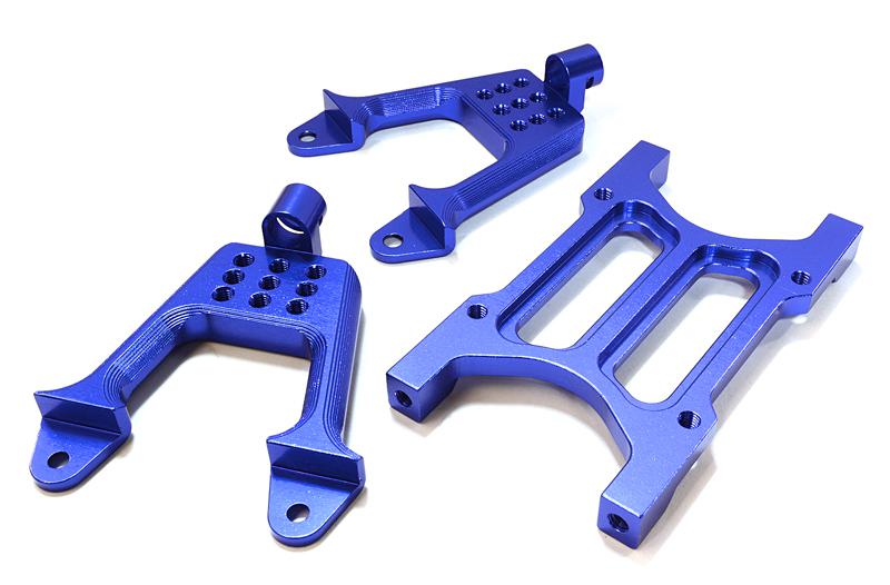 C26710BLUE Billet Machined Rear Shock Mount & Cross Brace for SCX-10 Dingo, Jeep & Honcho - Image 1