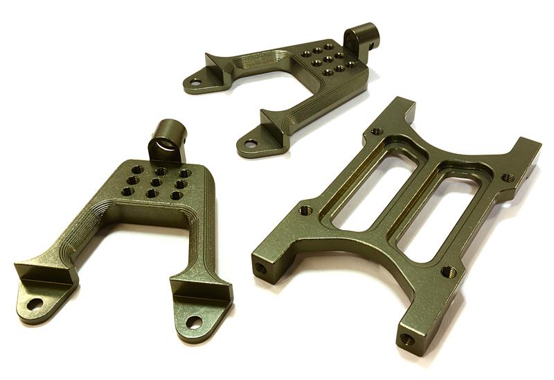 C26710GUN Billet Machined Rear Shock Mount & Cross Brace for SCX-10 Dingo, Jeep & Honcho - Image 1