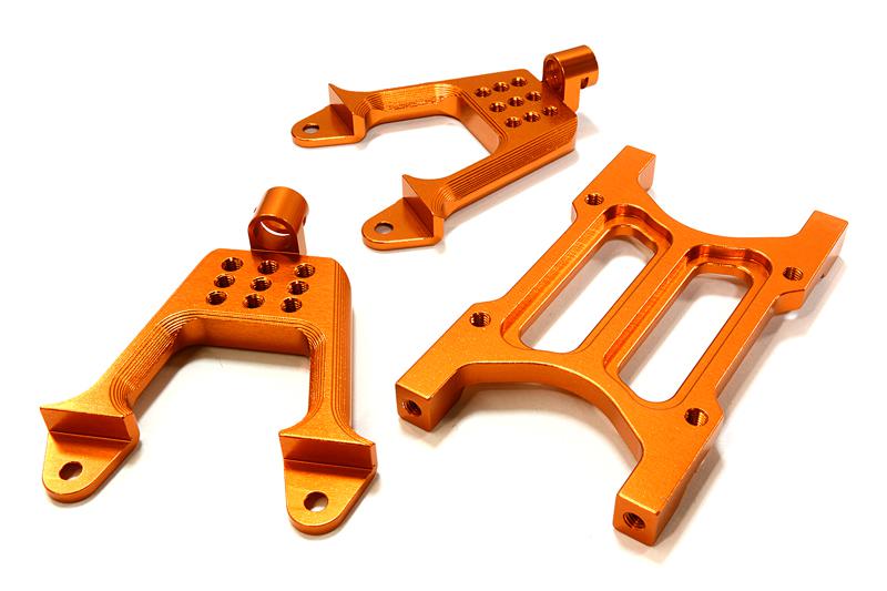 C26710ORANGE Billet Machined Rear Shock Mount & Cross Brace for SCX-10 Dingo, Jeep & Honcho - Image 1