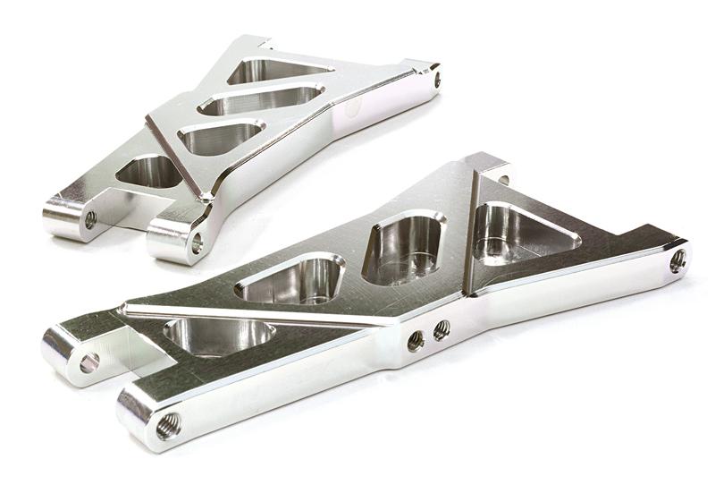 C26741SILVER Billet Machined Front Suspension Arm for HPI 1/10 Jumpshot MT, SC & ST - Image 1