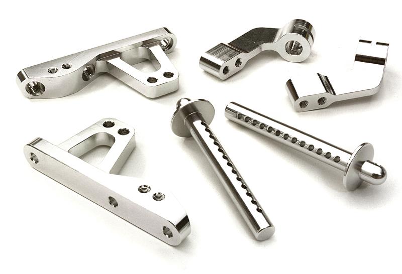 C26747SILVER Billet Machined Front Body Mount Set for HPI 1/10 Jumpshot MT & ST - Image 1