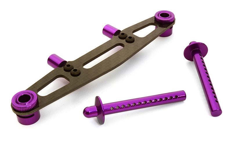 C26748PURPLE Billet Machined Rear Body Mount Set for HPI 1/10 Jumpshot MT, SC & ST - Image 1