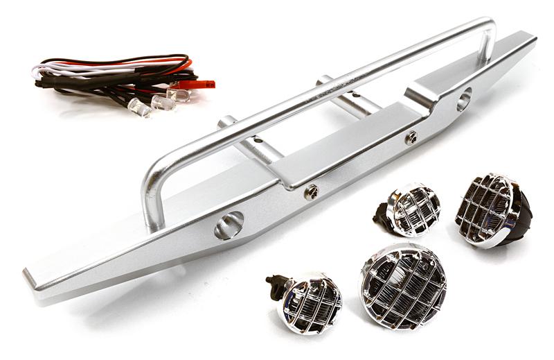 C26764SILVER Realistic 1/10 Rear Bumper & Roof Top LED Lights for SCX-10 43mm Mount - Image 1
