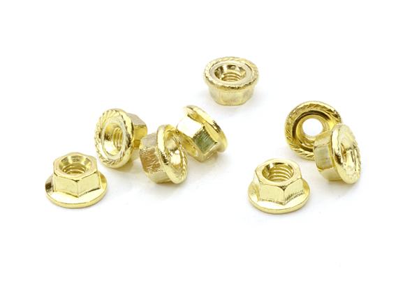 C26780GOLD M3 Size Serrated 3mm Wheel Nut Flanged 8pcs for Most 1/10 Scale - Image 1