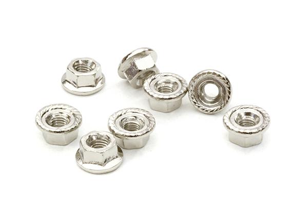 C26780SILVER M3 Size Serrated 3mm Wheel Nut Flanged 8pcs for Most 1/10 Scale - Image 1