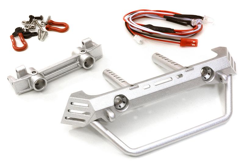 C26861SILVER Metal Realistic Front Bumper w/ 40mm Mount for Axial SCX-10 Crawler - Image 1