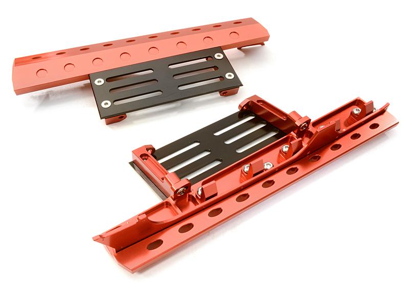 C26892RED Billet Machined Realistic Deluxe Side Step for SCX-10, Dingo, Honcho & Jeep - Image 1