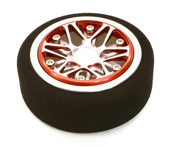 C26898REDSILVER Billet Aluminum T4 Steering Wheel for Futaba 4PX/7PX Controllers - Image 1