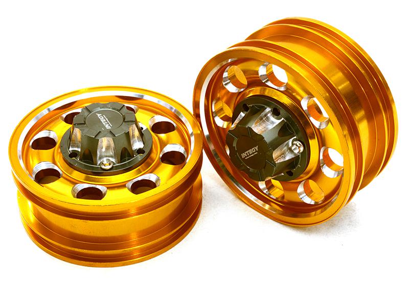 C27021GOLD Billet Machined Alloy Front Wheel for Tamiya 1/14 Scale Tractor Trucks - Image 1